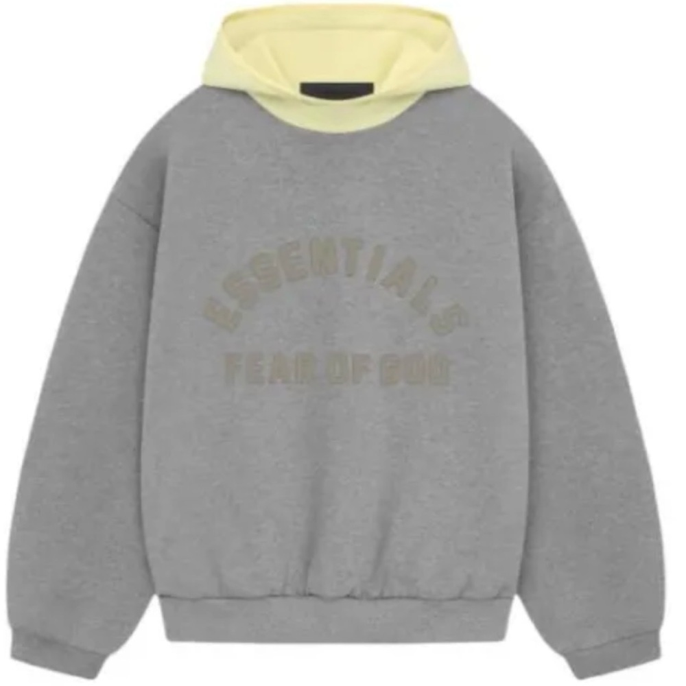 Essentials Fear of God Nylon Fleece Hoodie – Oatmeal/Yellow – Size S – NWT